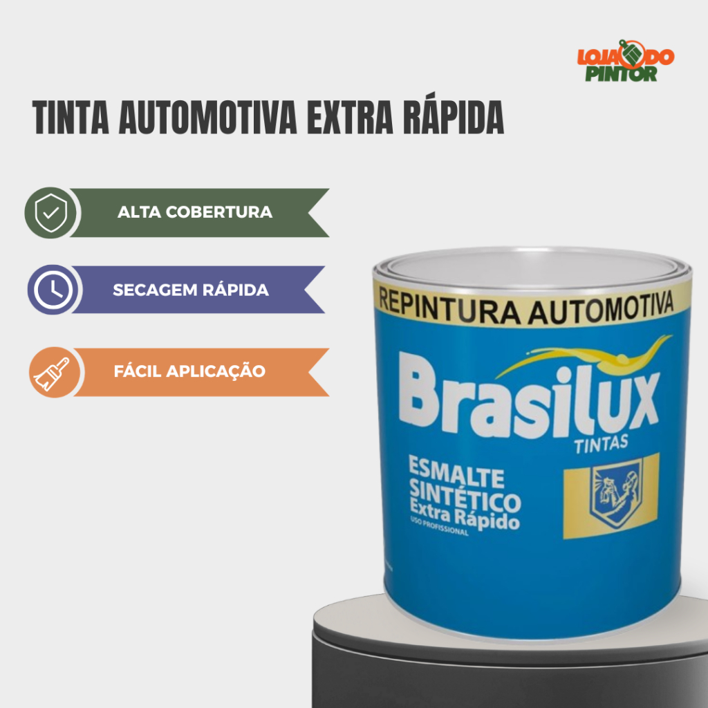 Tinta Esmalte Sintetico Automotivo Preto Fosco 900ml Secagem Rápida Brasilux