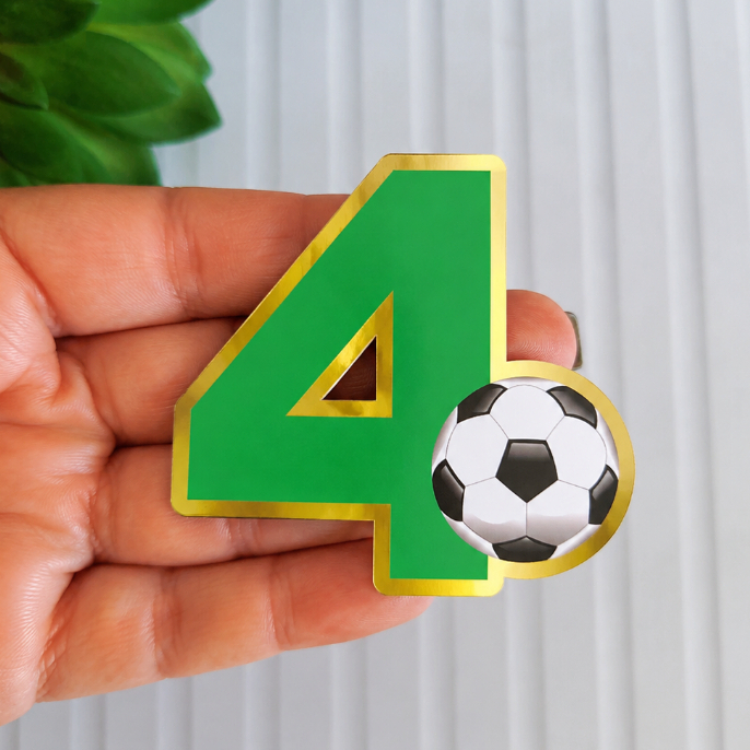 Aplique número 3D - número 4 - tag lembrancinha - caixinhas - personalizados - FUTEBOL