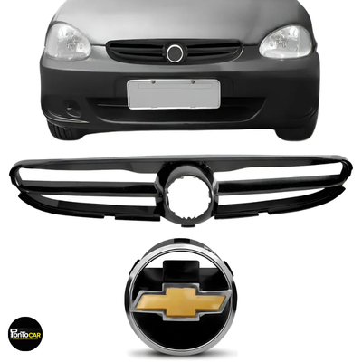 Grade Filete Corsa 2000/2010 Preto + Emblema Dourado