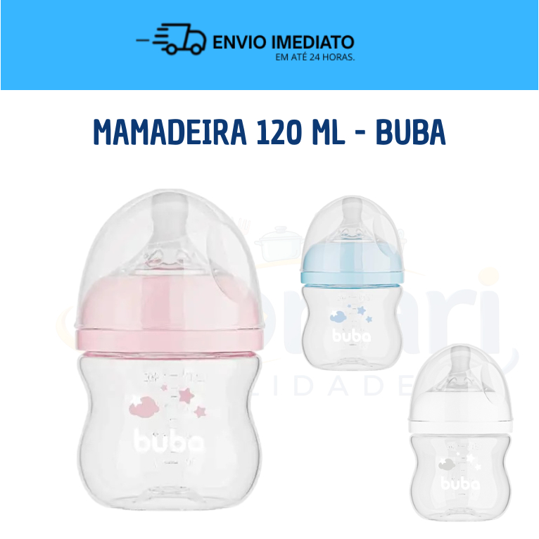 MAMADEIRA BUBA ANTICÓLICA EASY FLOW 120ML NUVEM ROSA/BRANCA/AZUL