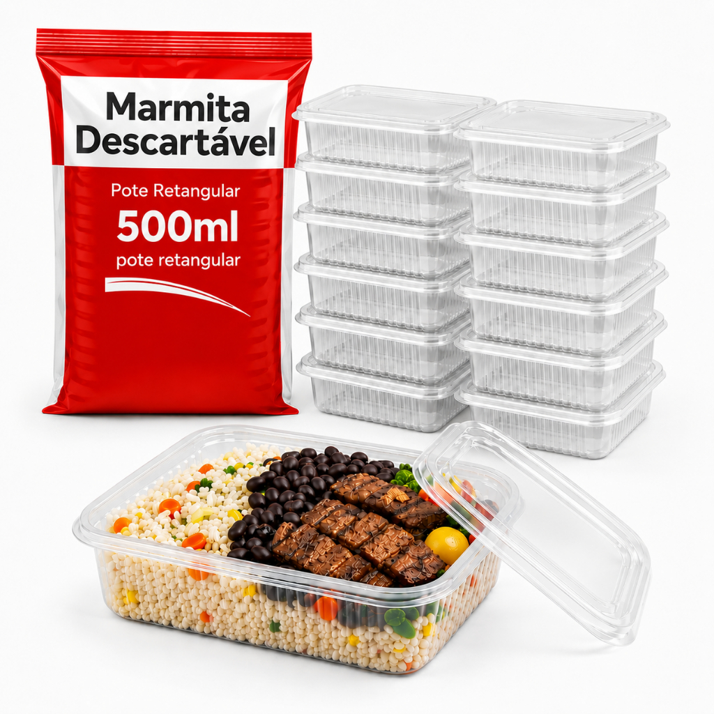 Marmita Descartável 500ml Freezer Microondas Marmitex