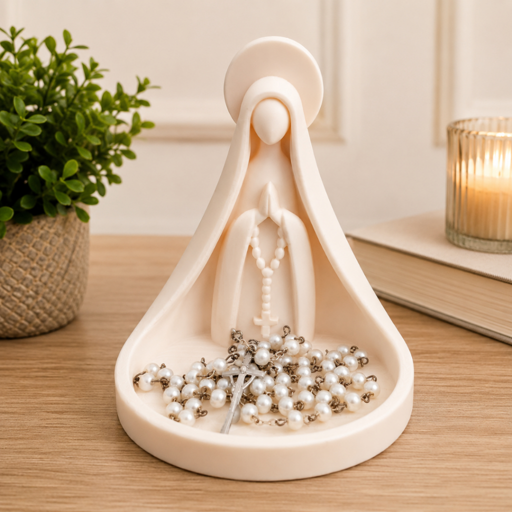 Bandeja para Terço Nossa Senhora Aparecida Decorativa Porta Terço Religioso