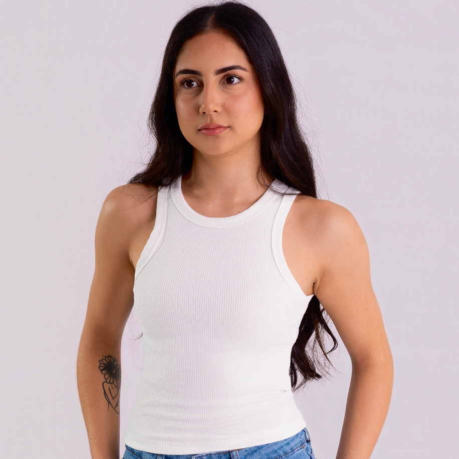 Regatinha Feminina Canelada Com Elastano Algodão Blusinha Feminina Regata Feminina Canelada Academia