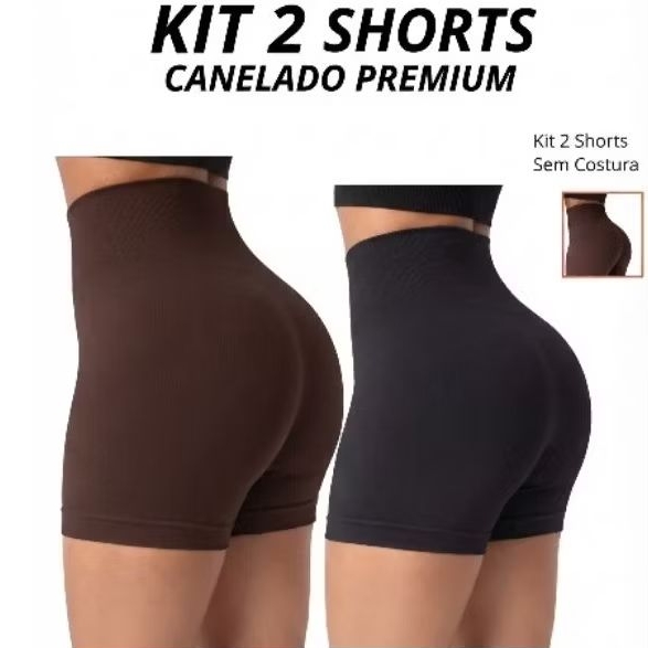 Short Fitness Canelado Poliamida Academia Zero Transparência Feminino Tecido Premium Meia Coxa Cintura Alta Confortável.