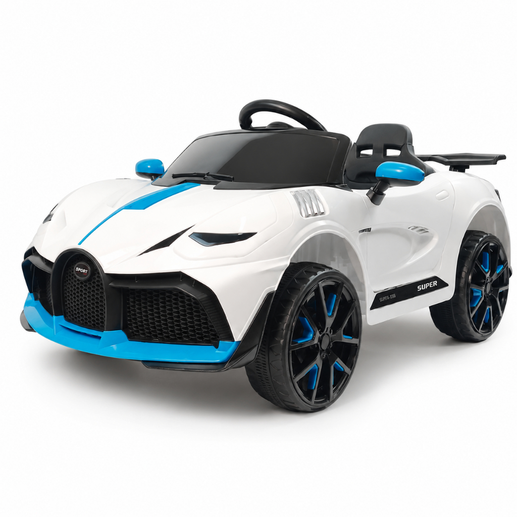 Carro Infantil Elétrico 12V Sport Branco Bateria 4Ah Controle Remoto