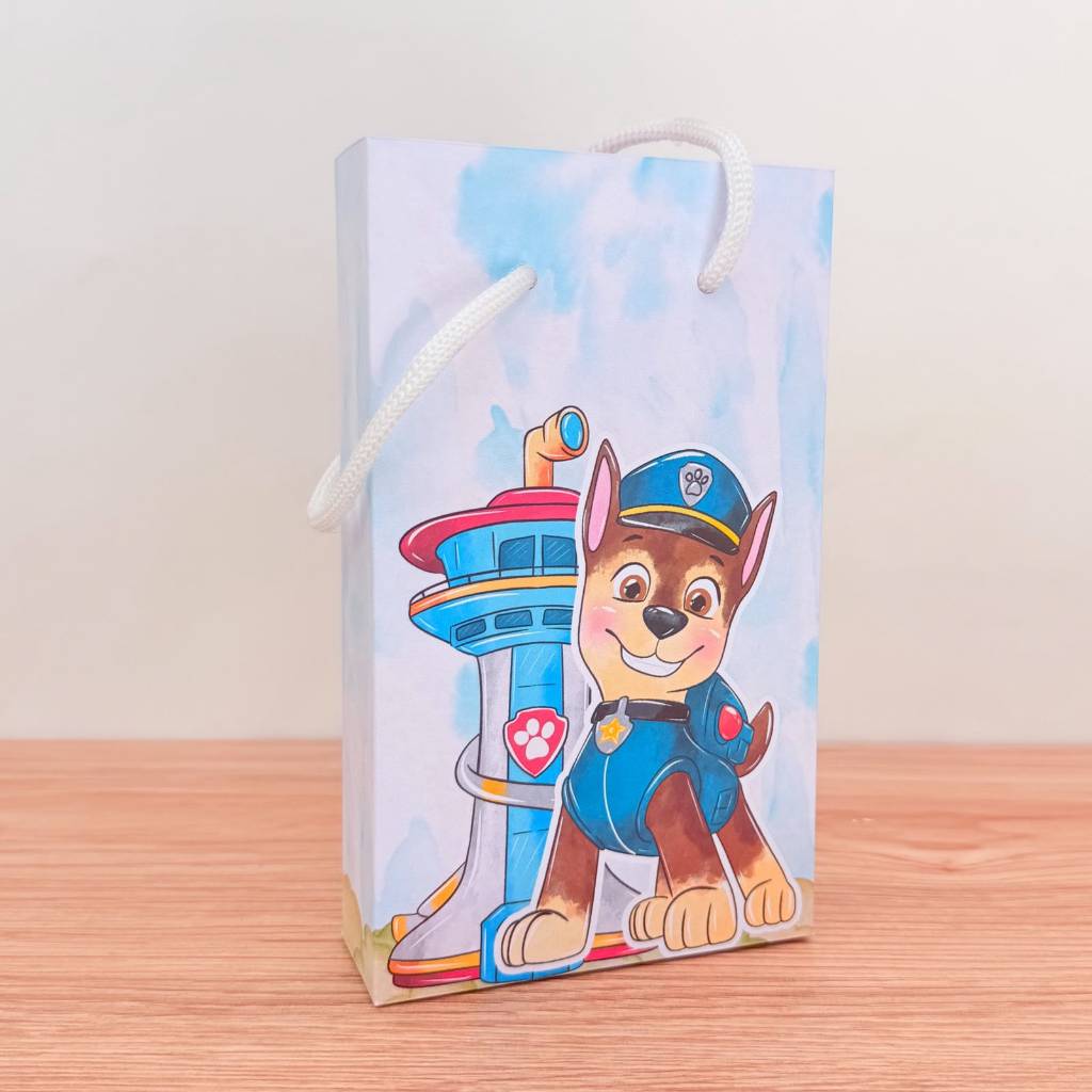 Sacolinha P Personalizada Patrulha Canina Aquarela para Aniversário Lembrancinha Festa Infantil de 10 a 40 unidades