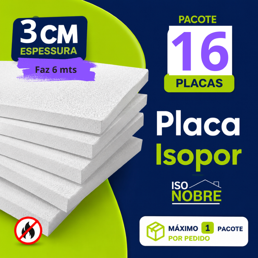 Kit 16 Placas de isopor Forro em EPS 3CM (30X400X900) Anti Chama | Isopor Profissional para Construção e Acabamento