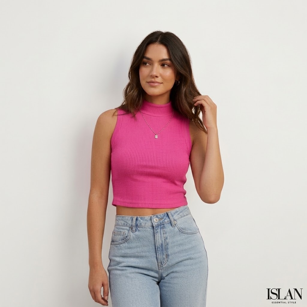 Cropped Top Feminino Casual Regata Moda Feminina Canelada Ribana Costas Nadador Croped Top Básica Justo Tendência Moda