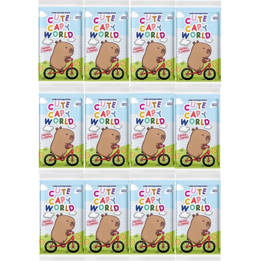 Kit 50 Figurinhas Do Álbum Oficial Cute Capy World (10 Envelopes)