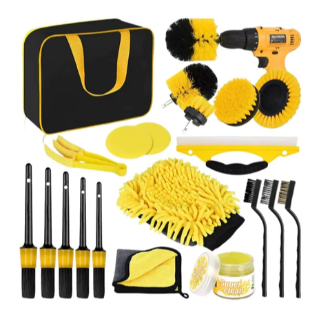 Kit 20pcs Limpeza Automotiva E Detalhamento Luva Microfibra Amarelo