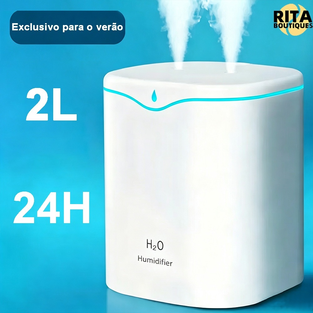 Umidificador De Ar Grande 24h Aromatizador De Refresca Com 2 Saídas 3 Em 1 Multifuncional Difusor Led