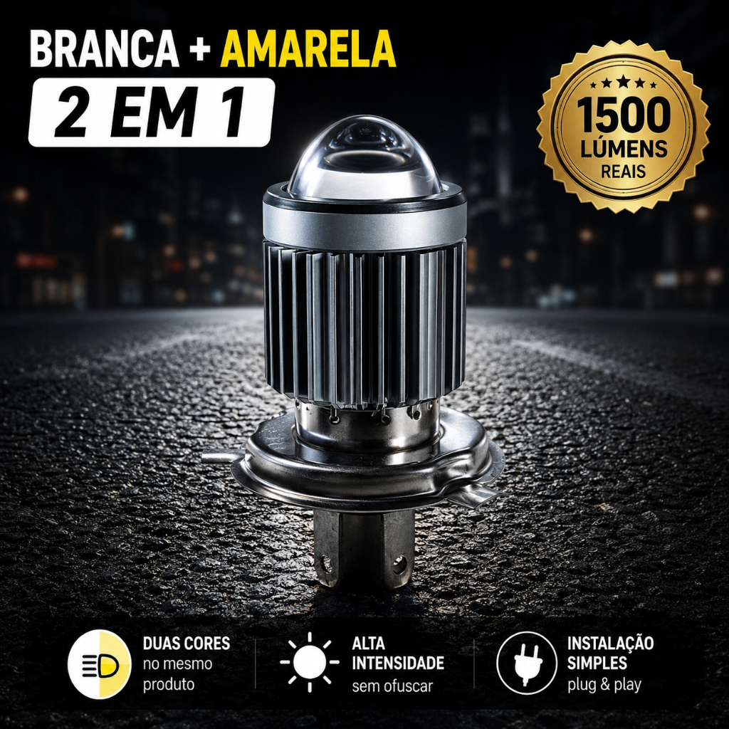 Lâmpada LED H4 Mini Projetor Olho de Peixe Bombillo Universal Moto Carro Bombillo Alto Super Branca Baixa Amarela