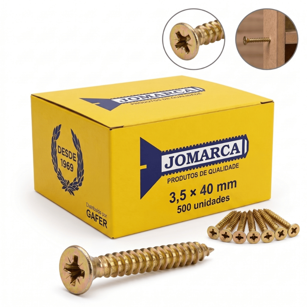 Kit 500 Parafusos 3,5x40 Chata Philips Aço Carbono Zincado Madeira Mdf Jomarca Tipo Rosca Para 3,5
