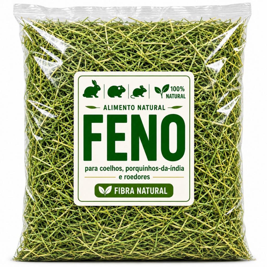 Feno Natural para Coelhos Porquinho da Índia Chinchila Roedores Fibra Alimentação Diária