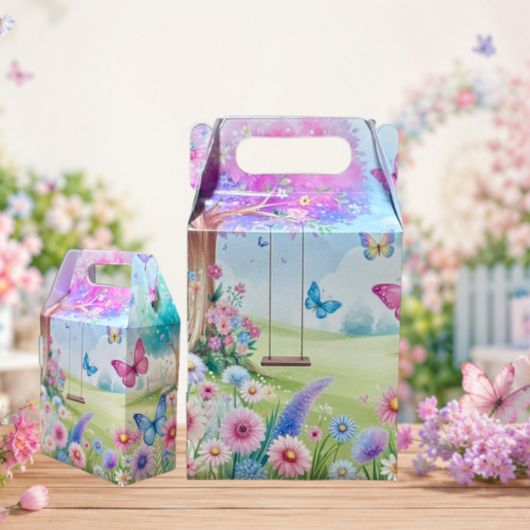 Caixinha Maleta Jardim das Borboletas Personalizada Lembrancinha Festa Infantil Kit 5 a 30 Unidades