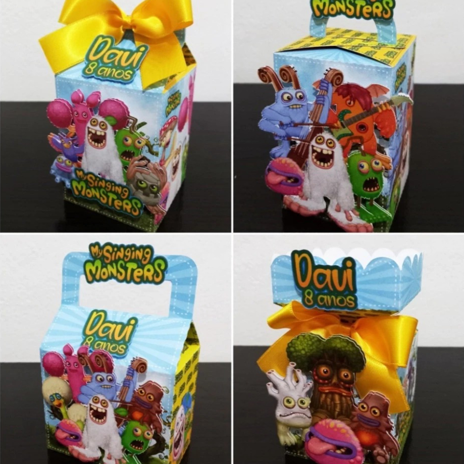 Kit Festa Caixinhas Personalizadas - TEMA Monstrinhos 5 Modelos