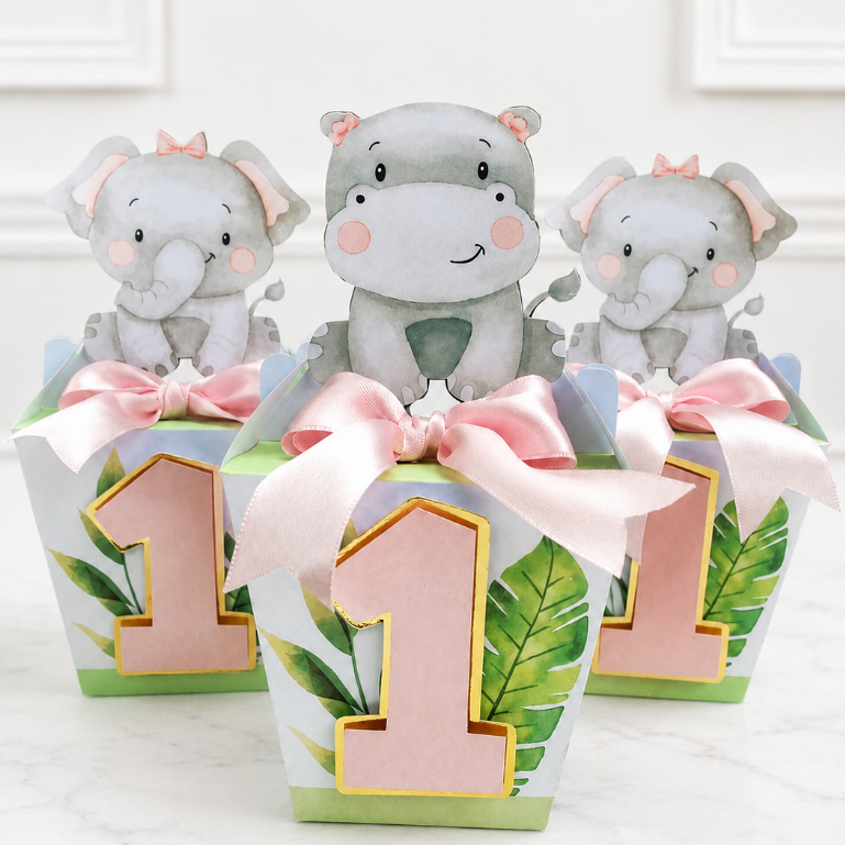 MONTE SEU KIT | Caixas Cachepô Safari | Personalizados de Luxo | Lembrancinha Festa Infantil | PRONTAS E MONTADAS