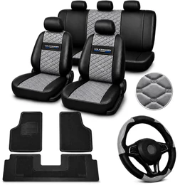 kit Capa Banco Automotivo Couro Gol G1 G2 G3 G4 G5 G6G7 Vw tapete de carro + capa de volante