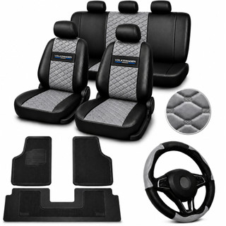kit Capa Banco Automotivo Couro Gol G1 G2 G3 G4 G5 G6G7 Vw tapete de carro + capa de vola…