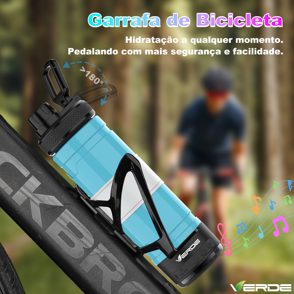 Garrafa Térmico Caixa Som Bluetooth 700ml/650ml Para Esporte
