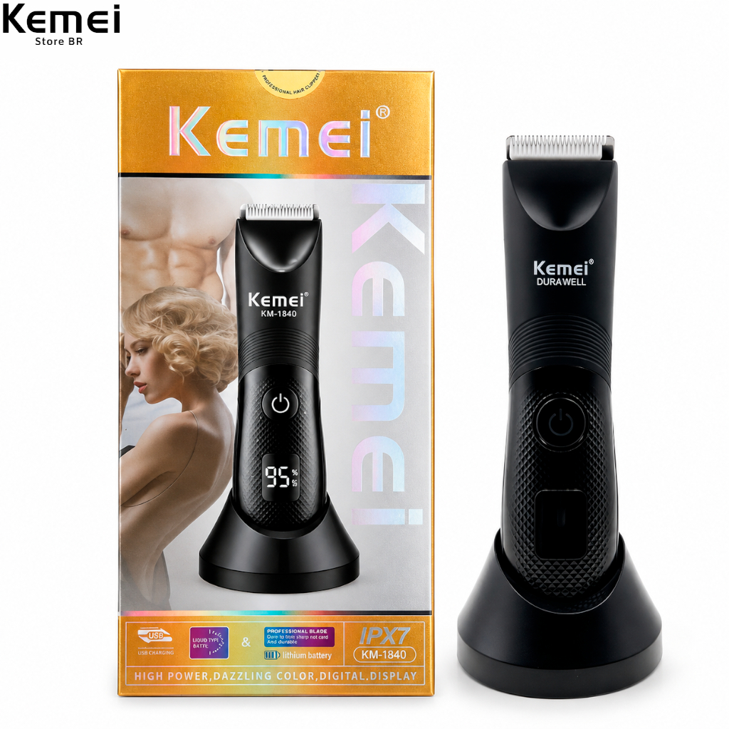 Kemei - 1840 Máquina de Corte Para Cabelo Lâminas de Ceramica Display Led Bivolt