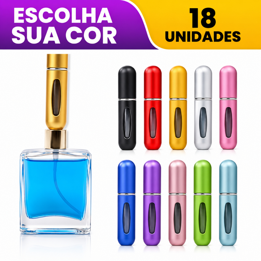 Kit 3,  6, 12 Ou 18 Porta Perfume 5ml Recarregável Spray Portátil – Para Bolsa e Viagem