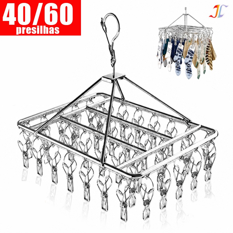 Varal 60/40 Clips Inox Prendedores Roupa Calcinha Cueca Dobrável Inox TJ