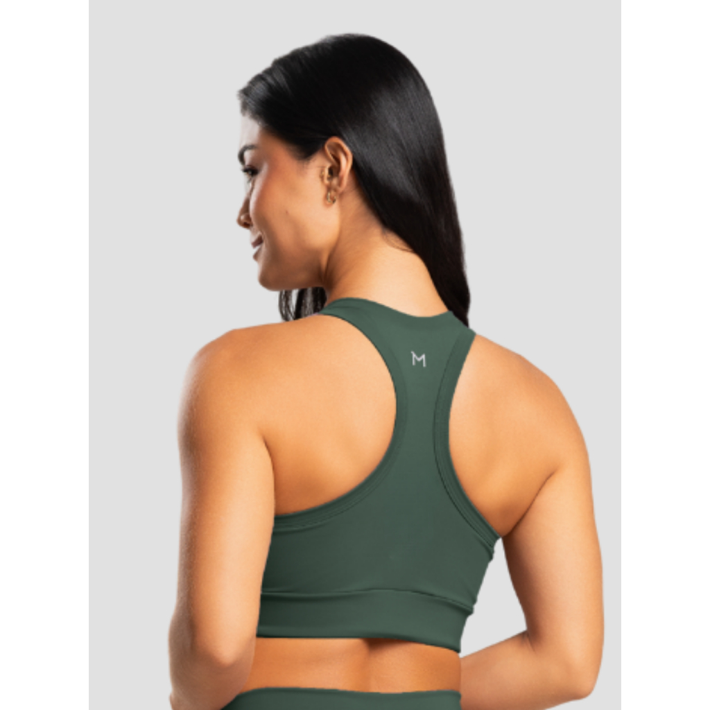 Top Alta Sustentação Poliamida Run Verde Massam Fitness