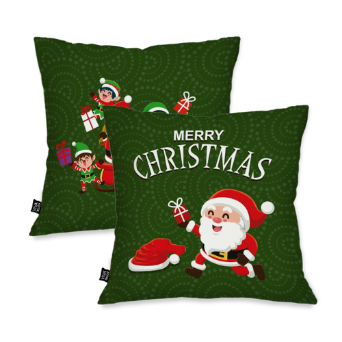 Kit 2 com Capas para Almofadas Decorativas Feliz Natal Ho Ho Ho