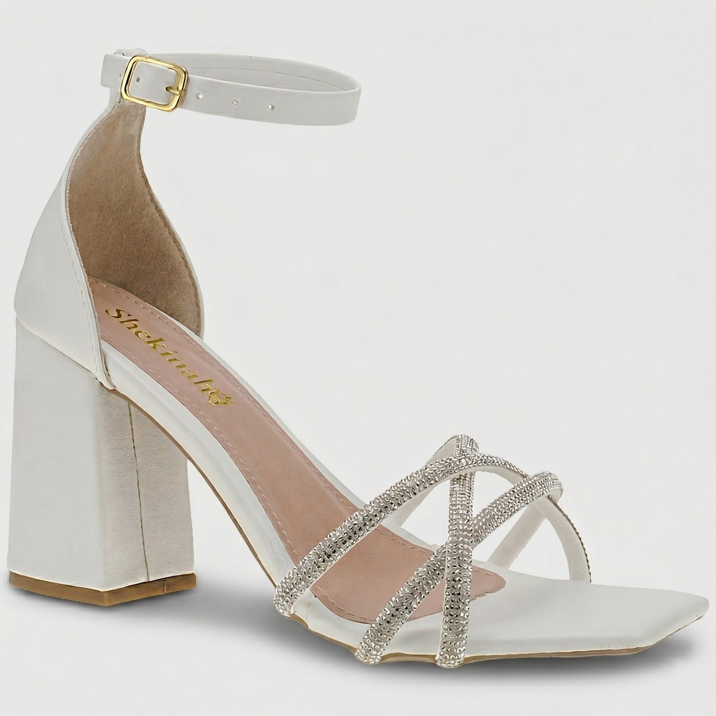 Sandália Feminina Shekinah Salto Alto Tiras Cruzadas Strass Original Lançamento Moda