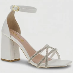 Sandália Feminina Shekinah Salto Alto Tiras Cruzadas Strass Original Lançamento Moda