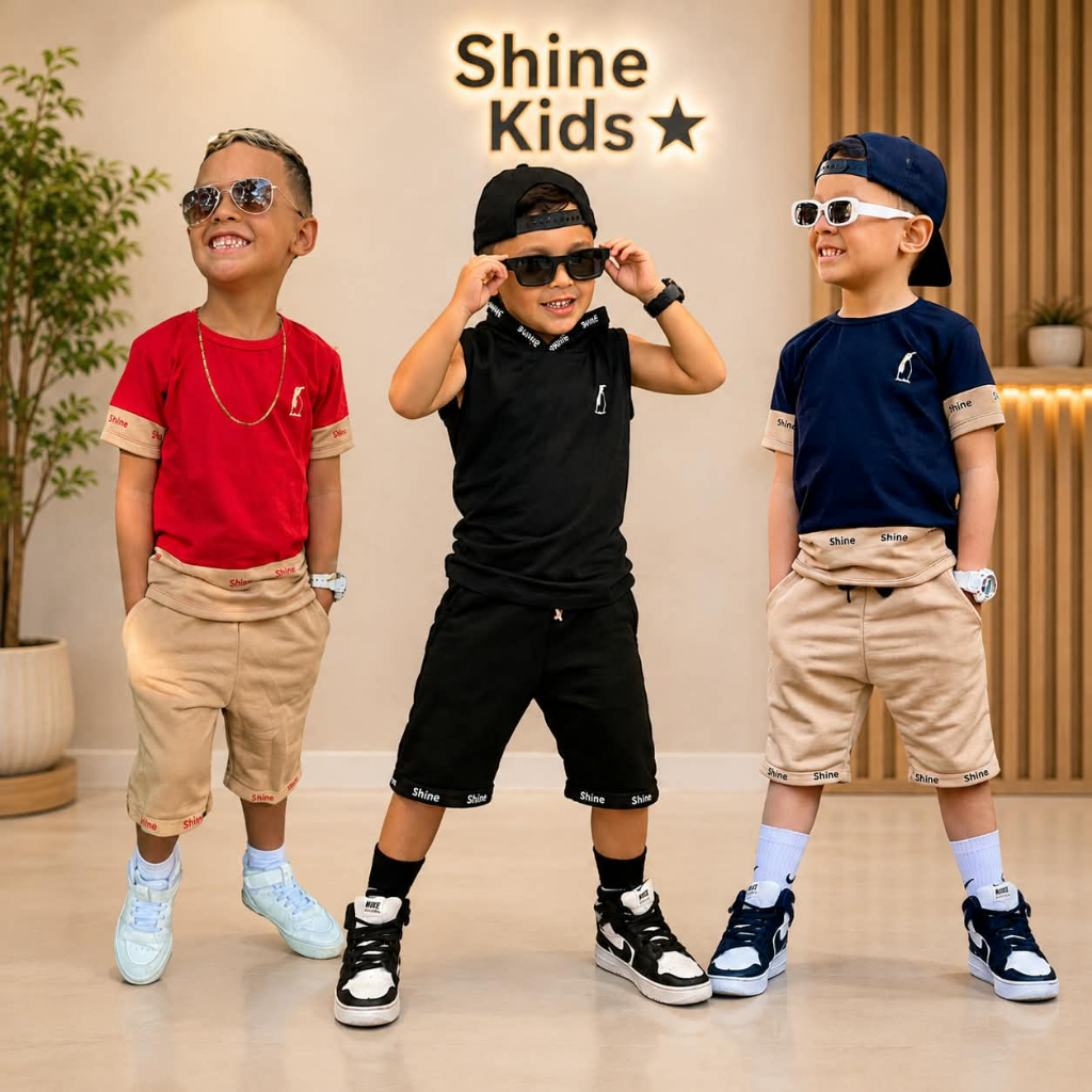 Conjunto Menino Estiloso Blogueirinho Kit Roupa Infantil Masculino Top de Linha