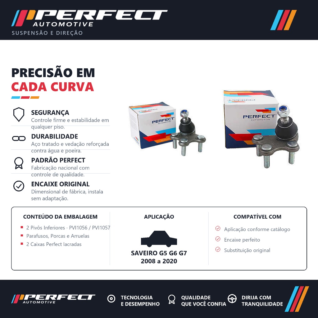Par Pivo De Suspensão SAVEIRO G5 G6 G7 2008 a 2020 PERFECT