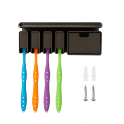 Suporte de Parede para Banheiro 4 Escovas Porta Pasta de Dente e Fio Dental Organizador Porta Escovas de Dente 4 Lugares