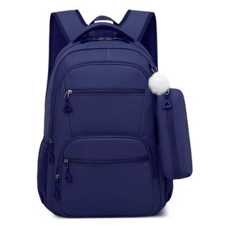 Mochila Com Pelúcia Urso e Estojo Feminina Masculino Escolar Passeio Coreano Grande Capac…