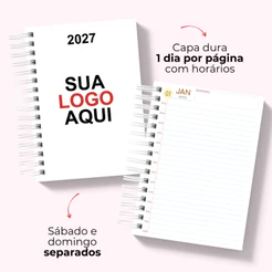 Agenda Personalizada 2027 com Logo Agenda com Data 1 Dia por Página Organização Feminina
