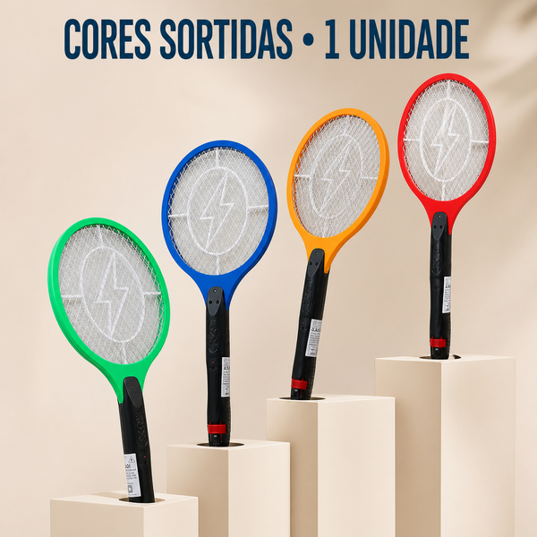 Raquete Elétrica Mata Mosquito Cor Sortida 1 Unidade com Tela Grande para Moscas Pernilongos Casa Quarto Cozinha Varanda