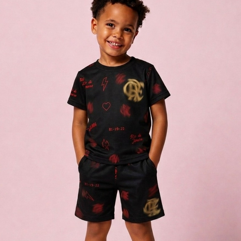 CONJUNTO TIME CAMISA E BERMUDA MASCULINO INFANTIL DE ADOLESCENTES PARA MENINOS 2 ANOS AO 14 ANOS