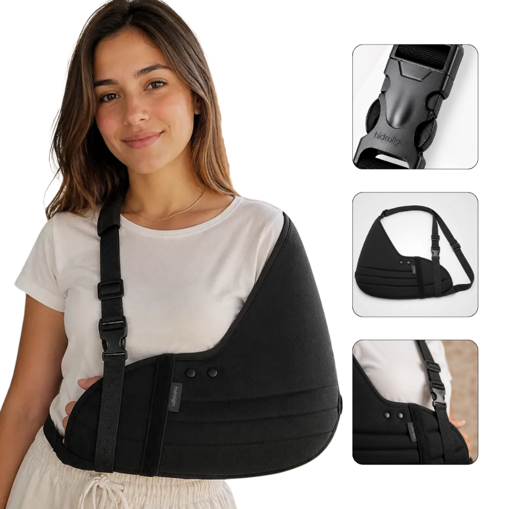 Tipoia Bilateral Tamanho Imobilizadora Confortável Velpeau Estofado Clavicula Braço Ajustável Preto