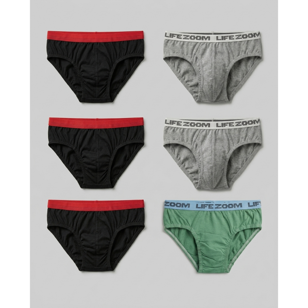 Kit 6 Cuecas Slip Infantil Menino Sortidas Algodão Macia Confortável