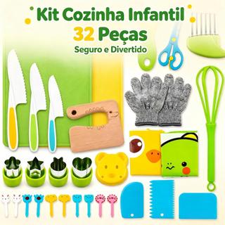 Kit 32 Conjunto Facas Cozinha de crianças para brincar de cozinhar de verdade para meninos e meninas