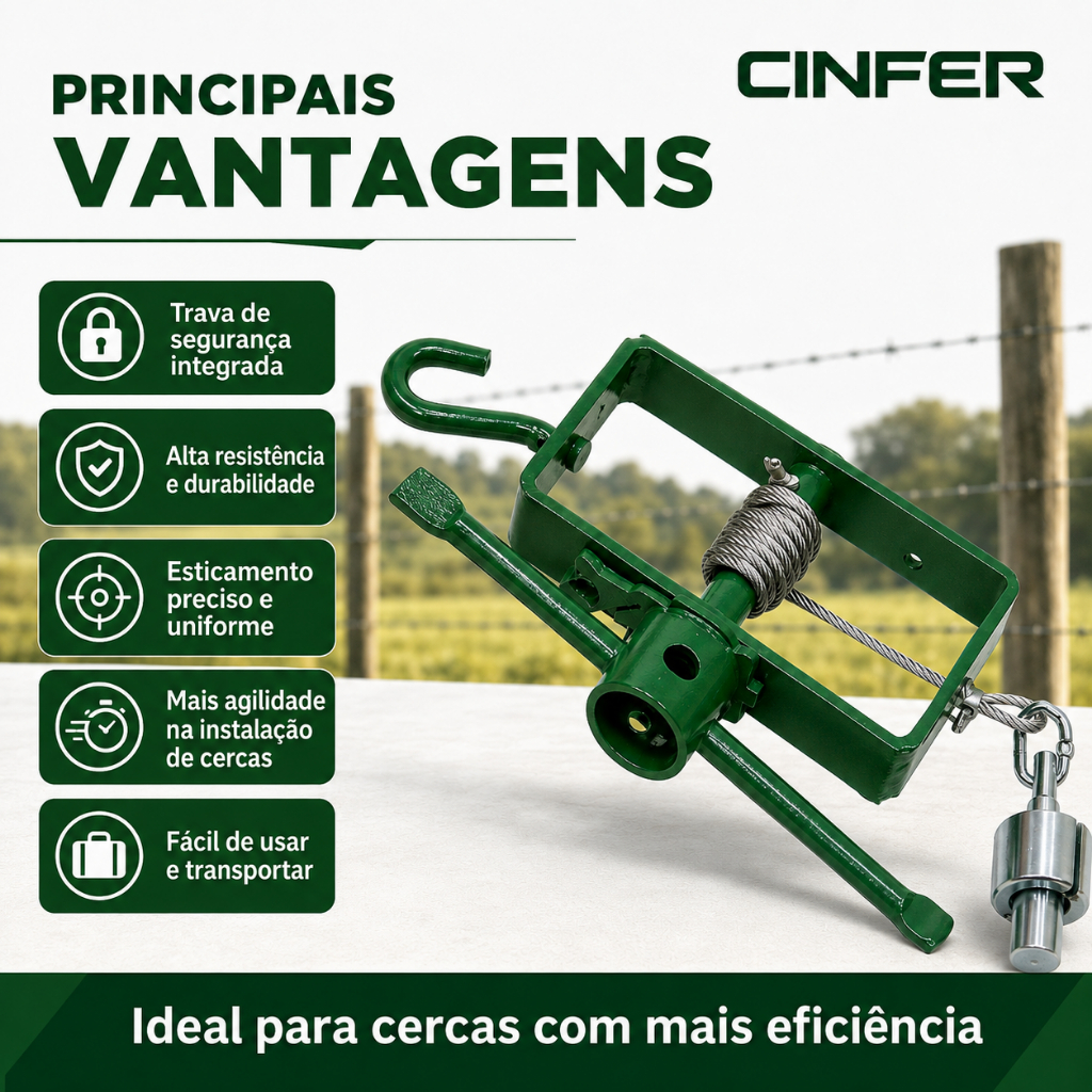 Esticador Máquina De Esticar Arame Com Trava Cinfer — imagem 2 de 2