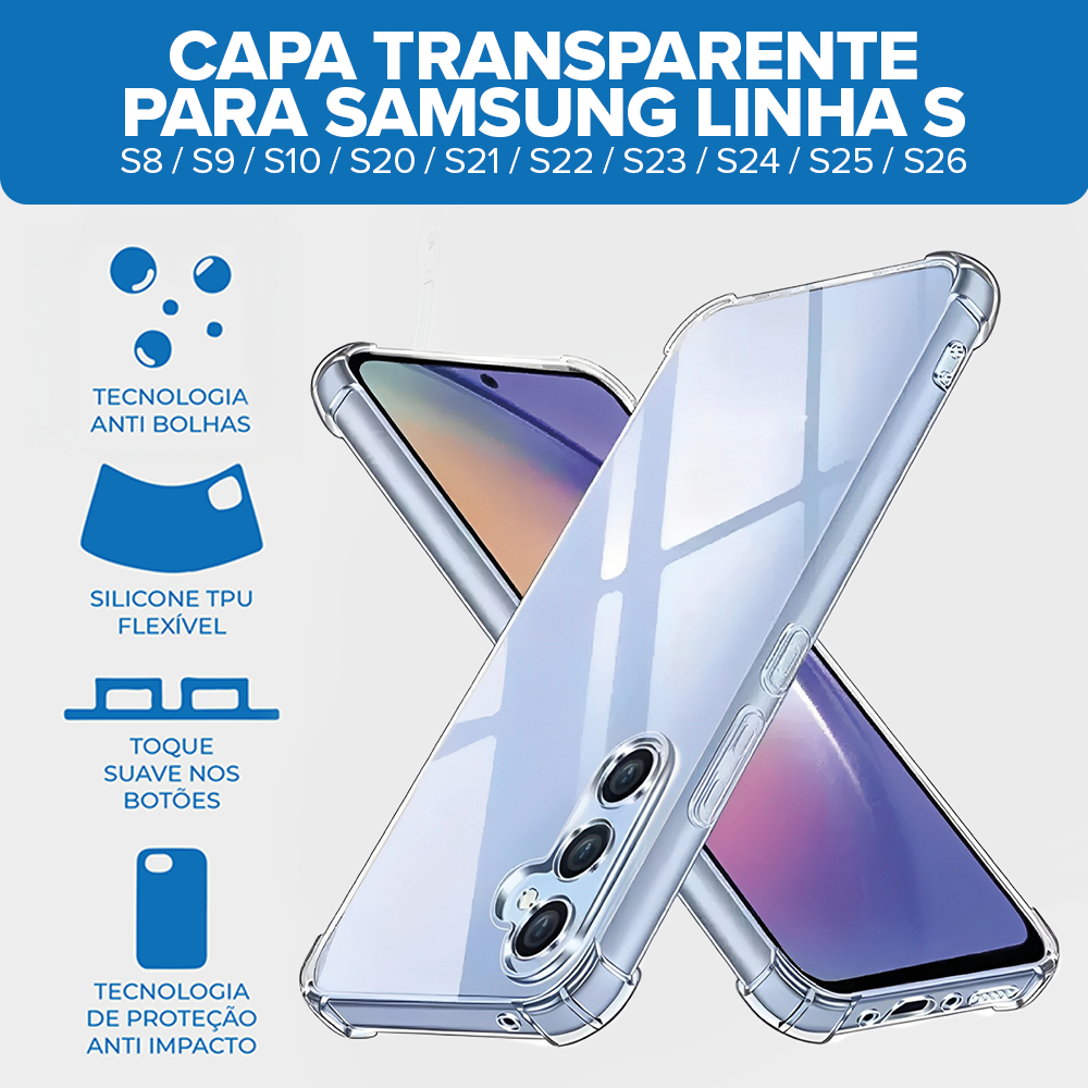 Capa Case Capinha Para Samsung Galaxy S26 S25 S24 S23 FE S22 S21 S20 S10e S9 Plus Ultra Transparente
