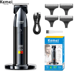 Kemei km-2133 Máquina de cortar cabelo elétrica Recarregável Bivolt Sem fio 110v / 220v Portátil USB