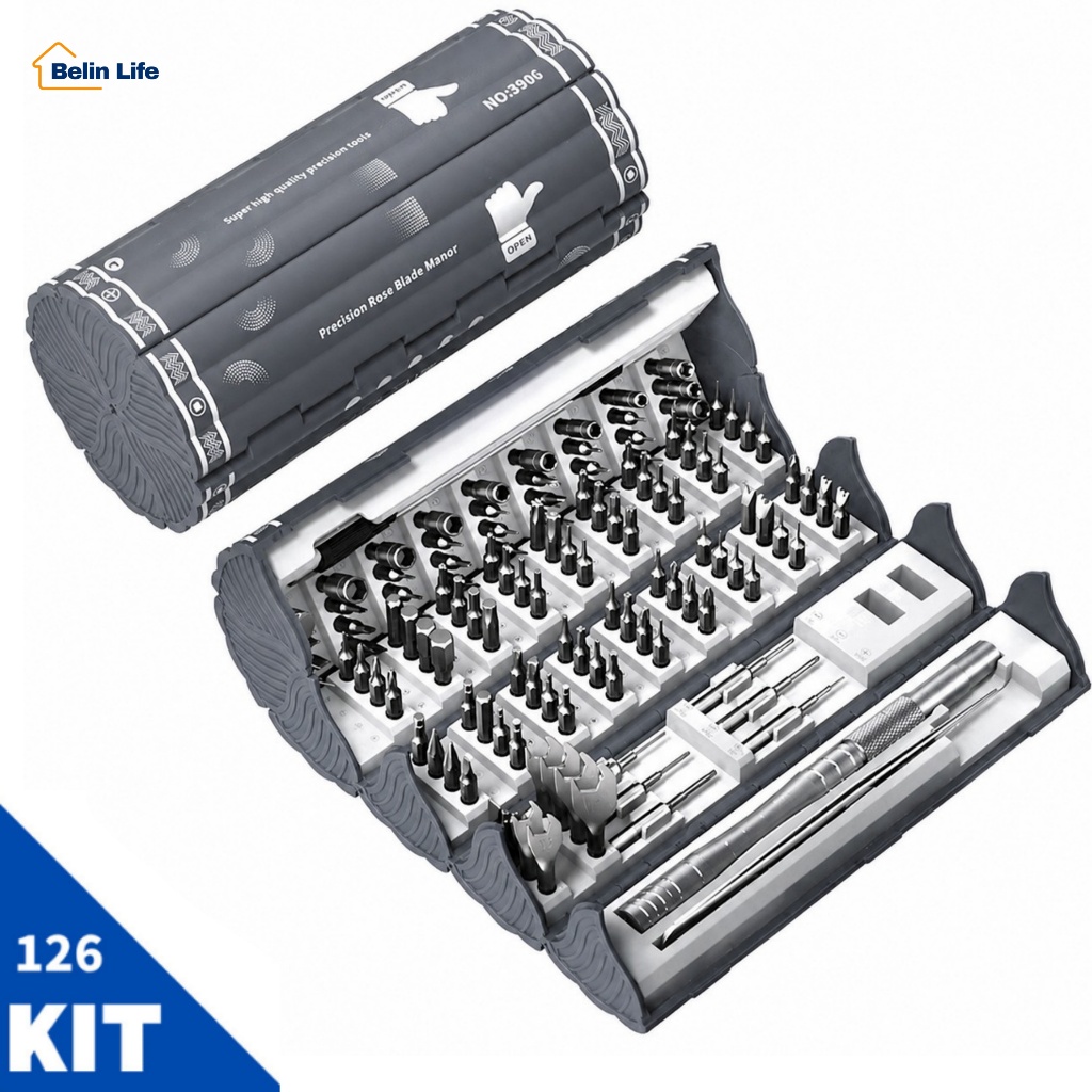 Jogo de Chaves de Precisão LUATEK 126 Peças com Bits S2 Extensor Flexível e Estojo
