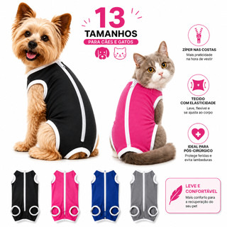 Roupa Pós Cirúrgica Para Cachorro E Gato Pet Com Zíper Castração Body Protetor