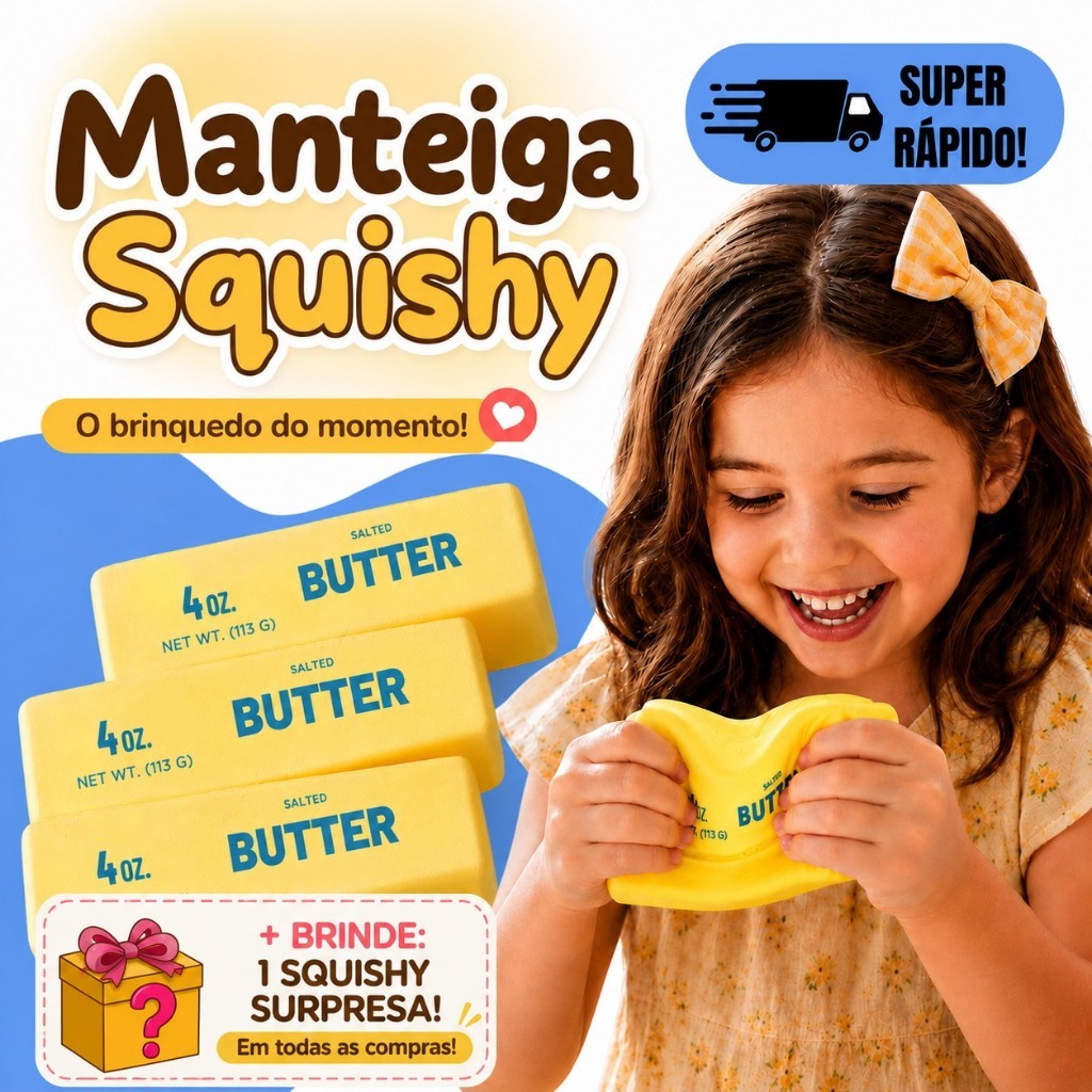 Squishy Manteiga Butter Super Macio com Cheiro Brinquedo Anti-Stress Original!
