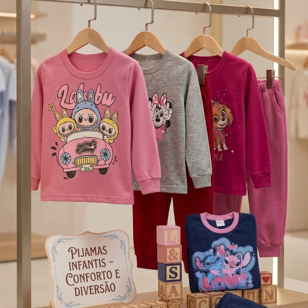 Pijaminha Infantil Menina 1a8 Conferir tabela (TAM) Pijaminha Inverno criança kids personagem