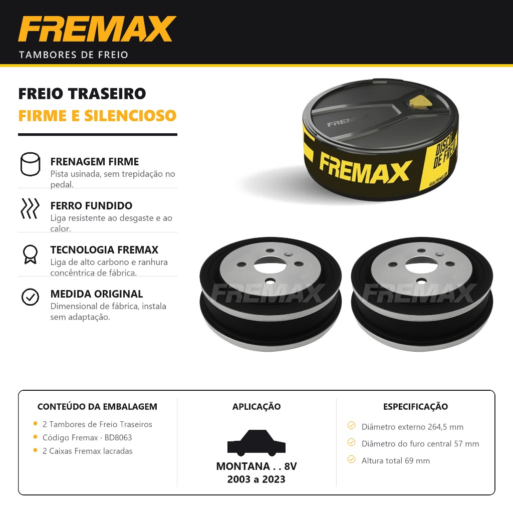Par Tambor de Freio Traseiro MONTANA 1.4 1.8 8V Fremax