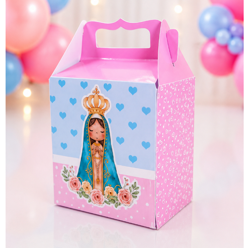 Caixa Lanchinho Nossa Senhora Aparecida Personalizada | Lembrancinha Religiosa | Batizado | Primeira Comunhão | Festa